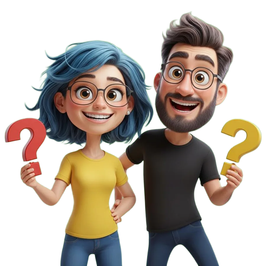 Pia und Ben mit Fragezeichen