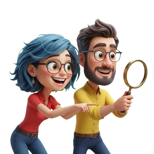 Pia und Ben mit Lupe